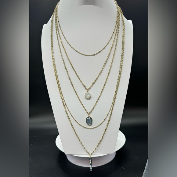 Catherine Malandrino Stunning Gold Tone Multilayer Long Necklace - Picture 3 of 12